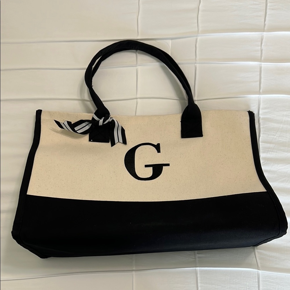 Stylish Black and Cream Tote Bag